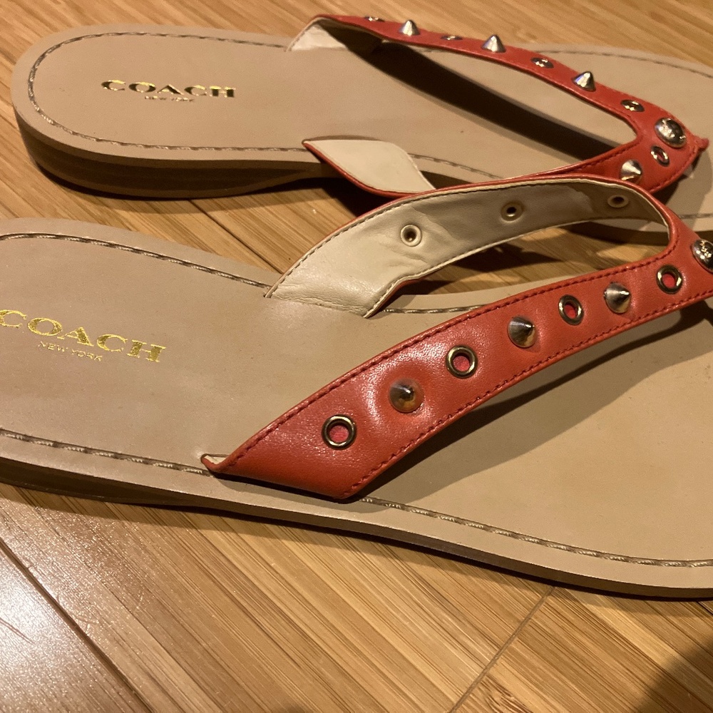 9 Womens burnt orange Coach flip flops